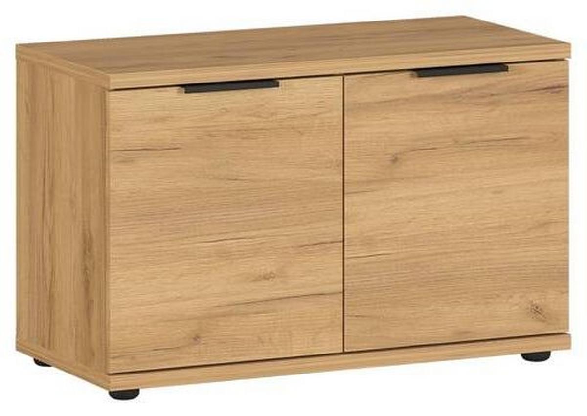 Garderobenbank Gw-fremont B: 75 Cm 2 Drehtüren Eiche Dekor - Eichefarben/Schwarz, KONVENTIONELL, Holzwerkstoff (75/48/37cm) - Germania