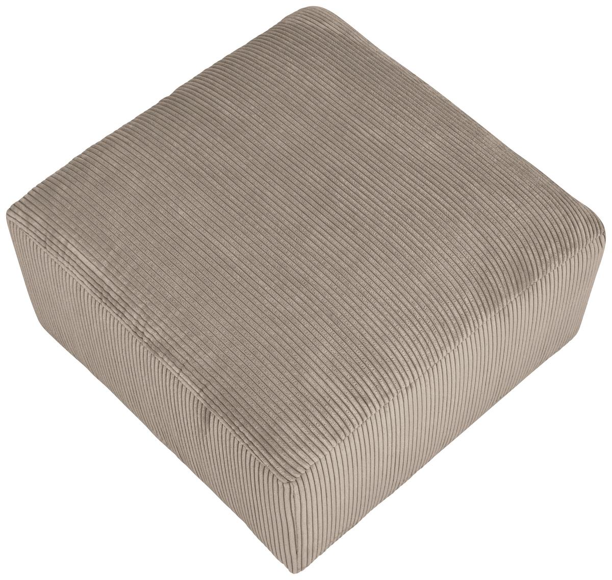 Polsterhocker Lenata Taupe Cord - Taupe/Schwarz, Design, Textil (75/75/45cm) - Max Winzer