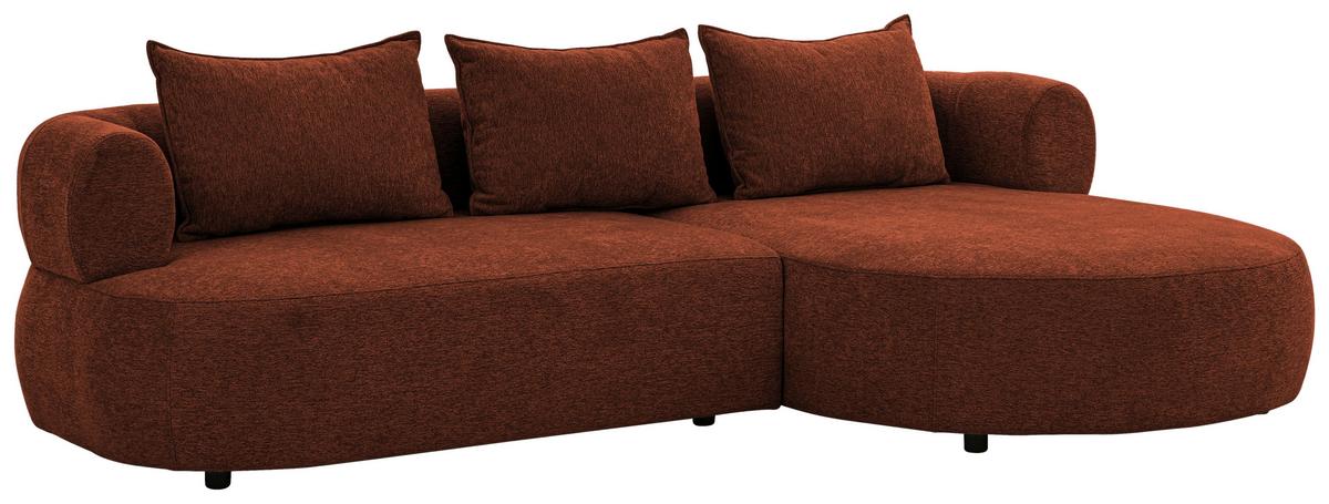 Ecksofa Ferro Rostfarben S: 256x156 Cm - Rostfarben/Schwarz, Design, Textil (256/156cm) - Livetastic