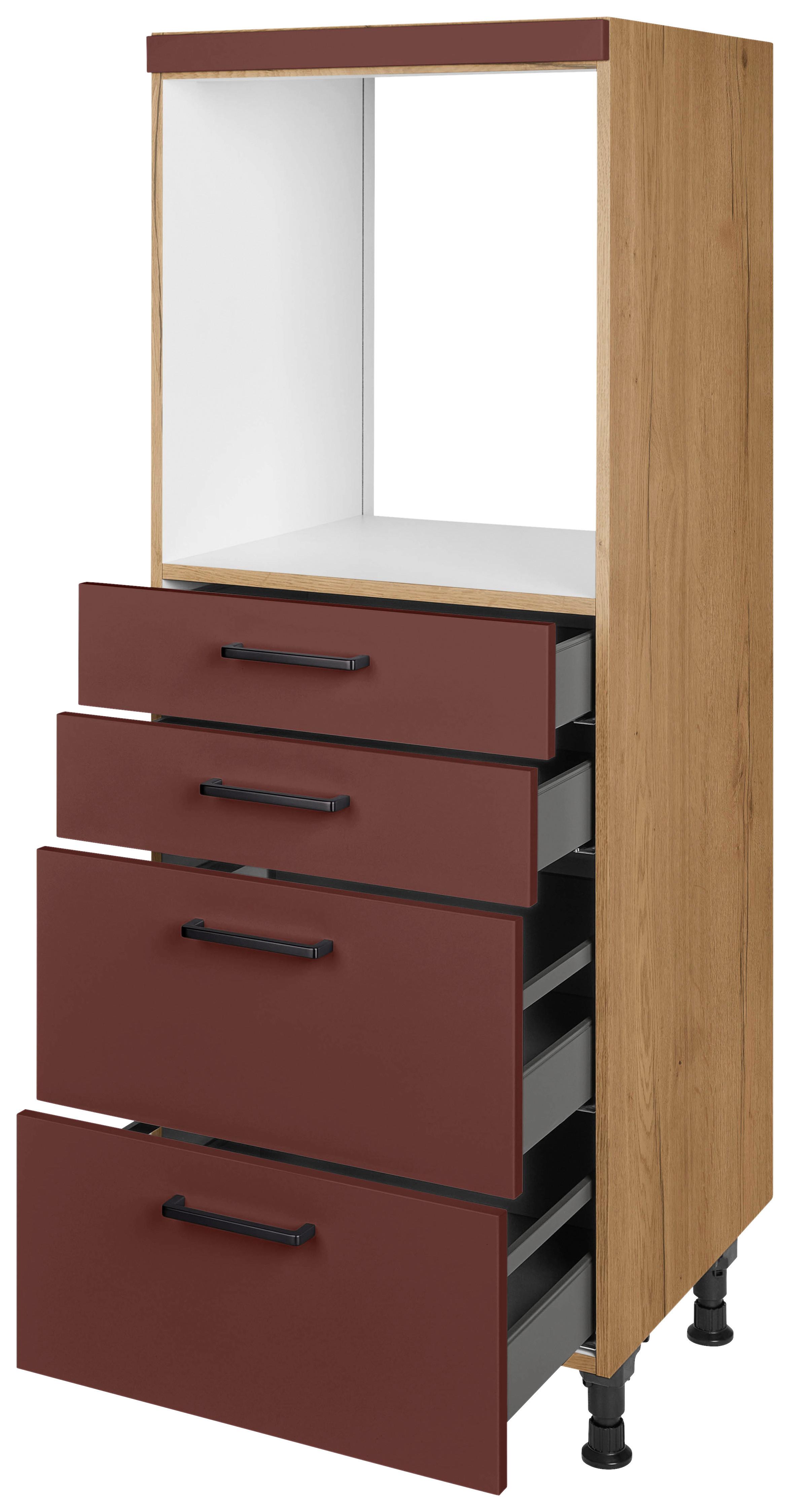 Geräteumbauschrank Easytouch - Eichefarben/Rot, MODERN, Holzwerkstoff (60/168/58cm) - Nobilia