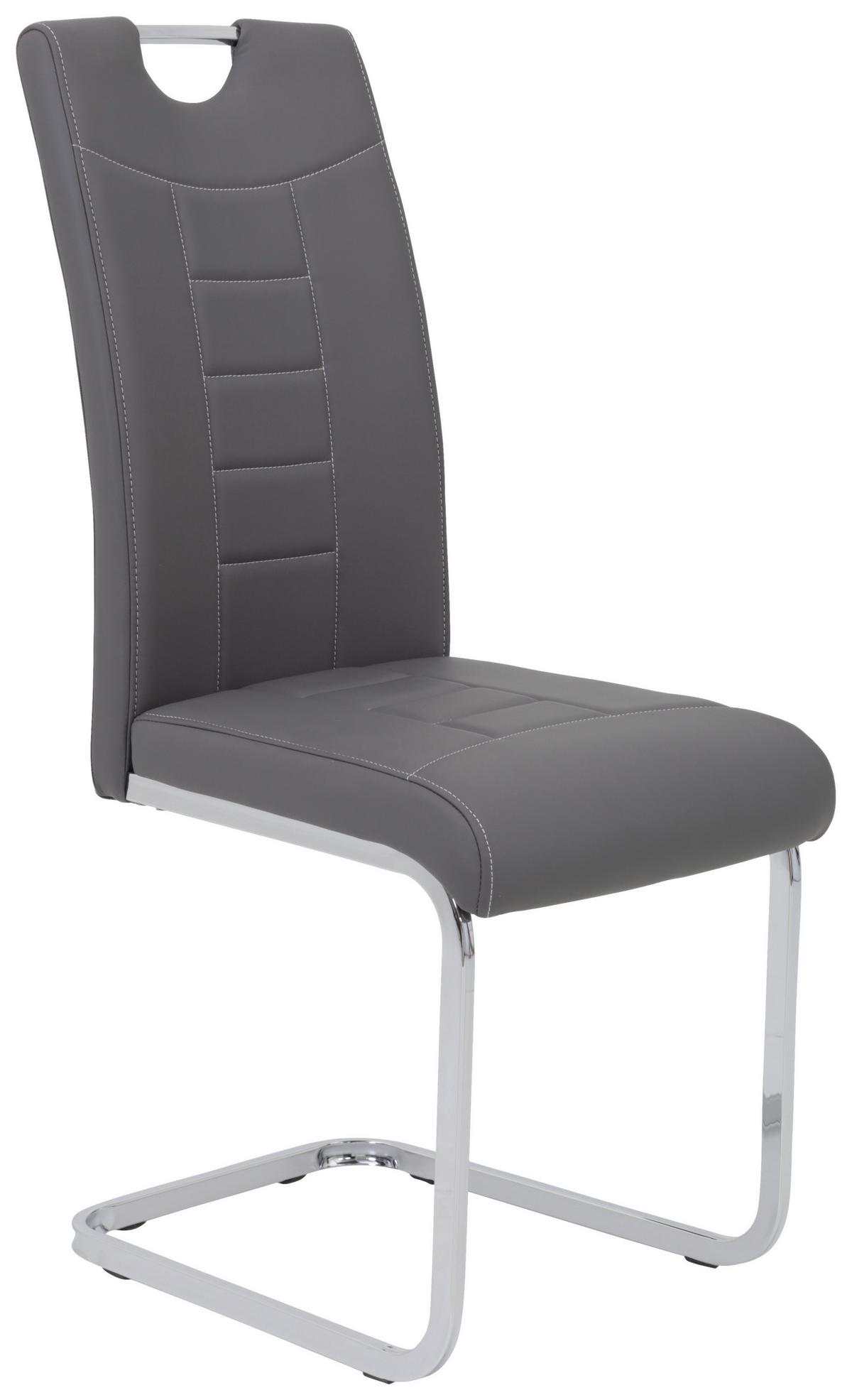 Schwingstuhl Ruby Grau Gepolstert 2er-Set - Chromfarben/Weiß, MODERN, Textil/Metall (44/104/57,5cm) - MID.YOU