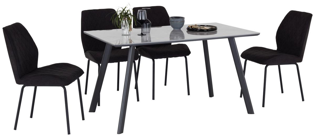 Étkezőasztal George - fekete/szürke, Konventionell, faalapú anyag/fém (140/76/80cm)