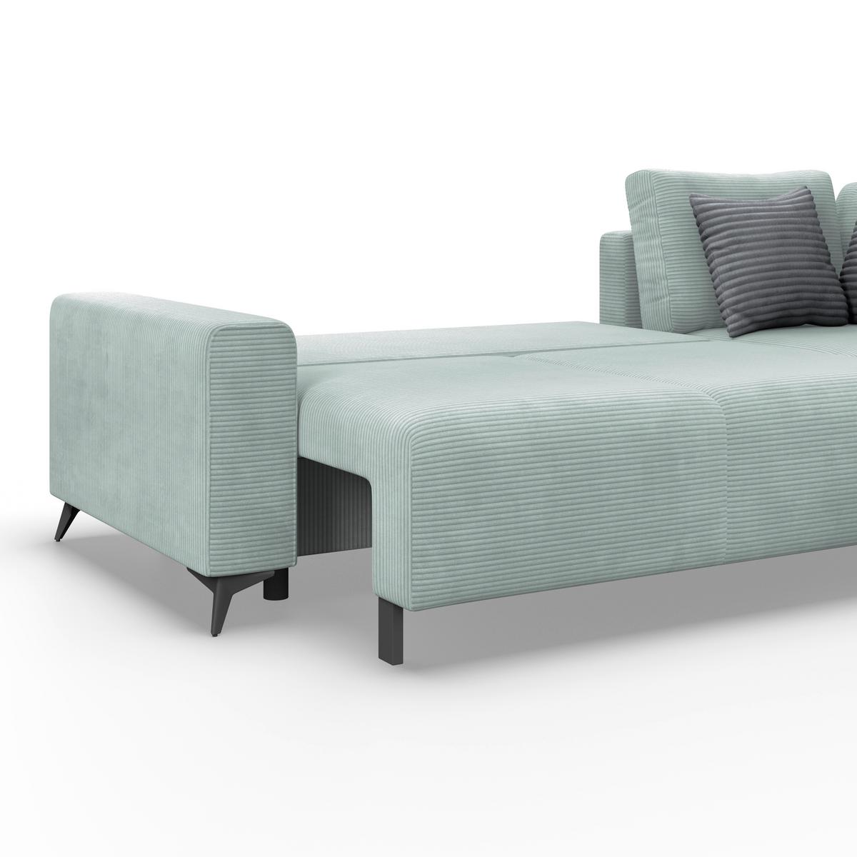 Ecksofa Mit Schlaffunktion Lincoln Mint Cord 270x212 Cm - Creme/Schwarz, MODERN, Textil (270/212cm)