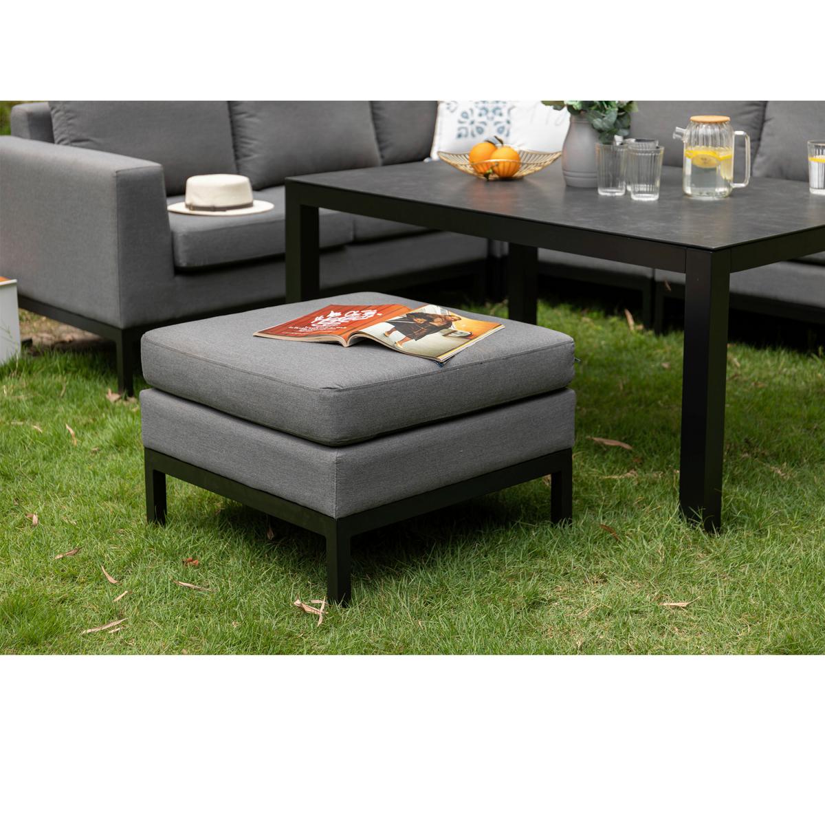 Loungegarnitur Tarent - Anthrazit/Grau, MODERN, Textil/Metall - Gardenson