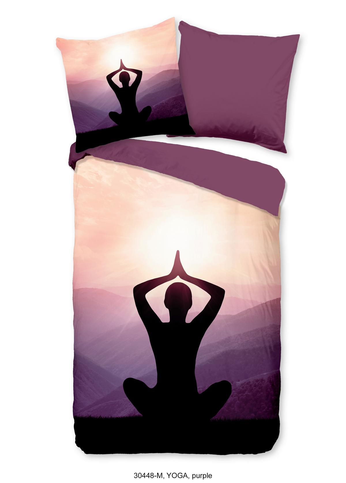 Wendebettwäsche Yoga Violett 135x200 Cm - Violett, LIFESTYLE, Textil (135/200cm)