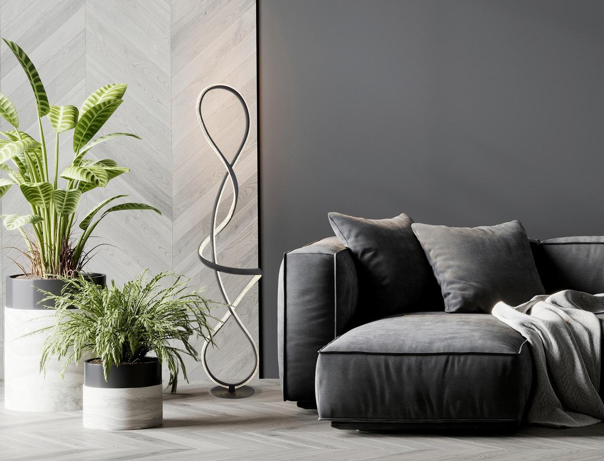 LED-STEHLEUCHTE 67341SS SWIRL - Klar/Schwarz, Design, Kunststoff/Metall (26/20/132,5cm) - Globo