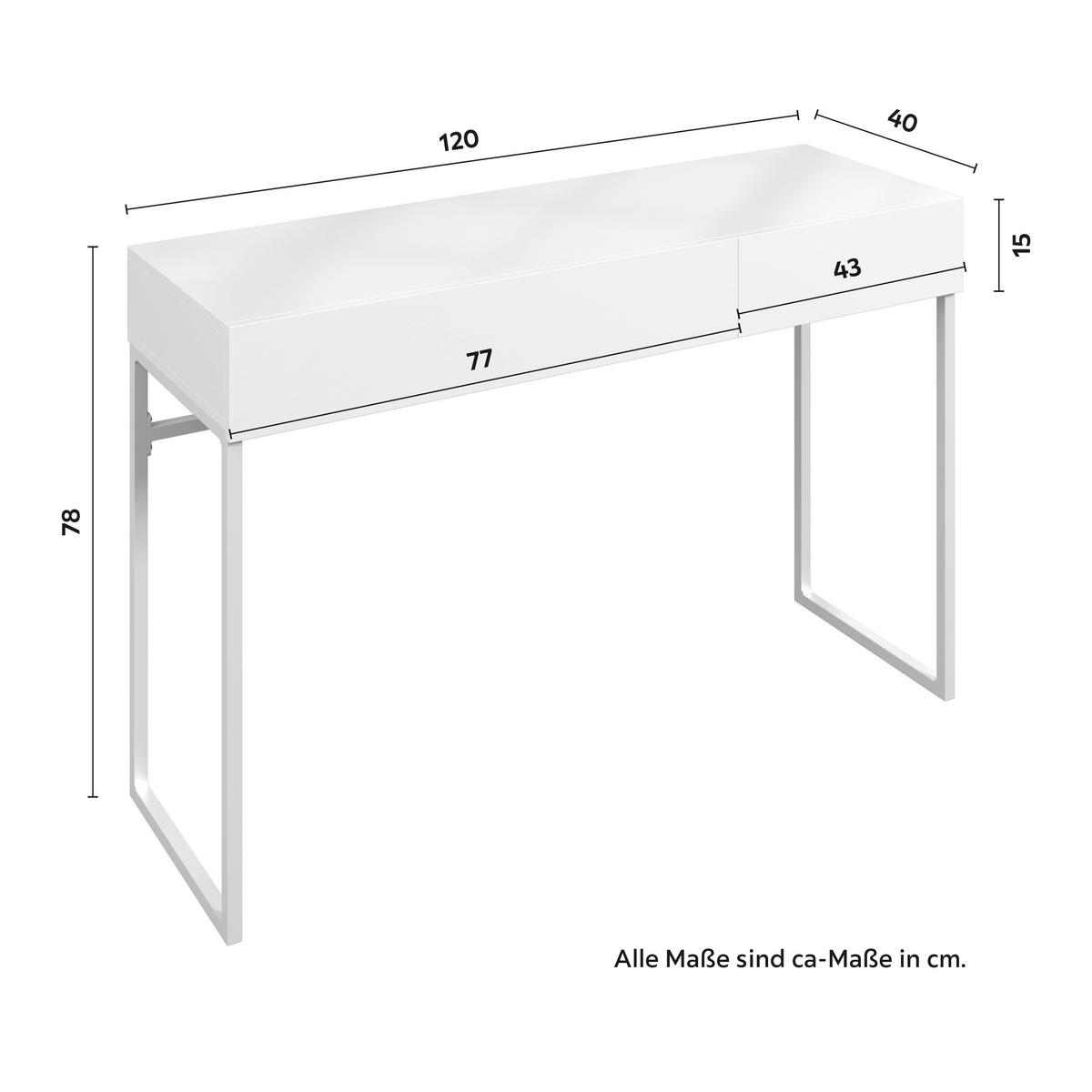 KONZOLOVÝ STOLÍK FINN - biela, Modern, kov/kompozitné drevo (120/78/40cm) - Bessagi Home