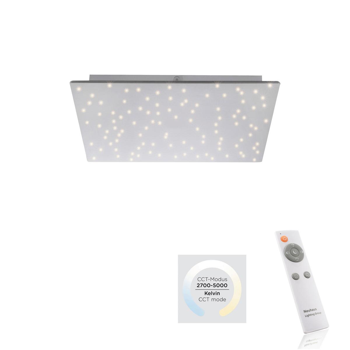 Led-deckenleuchte Sparkle L: 45 Cm Dimmbar Mit Fernbedienung - Silberfarben, Design, Metall (45/45/5cm)