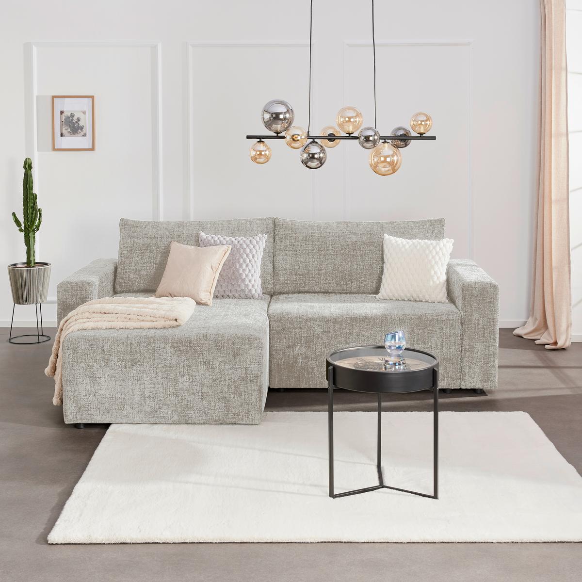 Ecksofa Dallas - Beige/Schwarz, MODERN, Holz/Kunststoff (173/258cm)