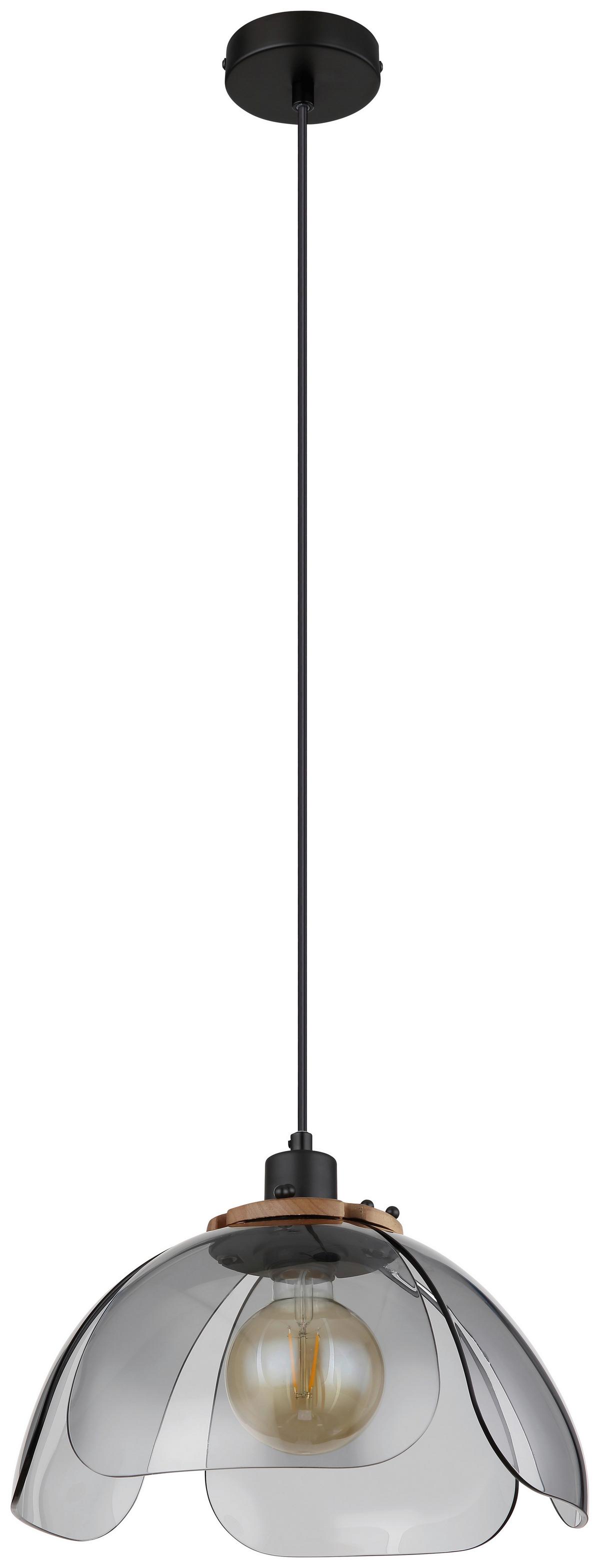 Hängeleuchte H: 120 cm 1- Flammig Retro Look - Schwarz, Basics, Glas/Metall (34/120cm) - Globo