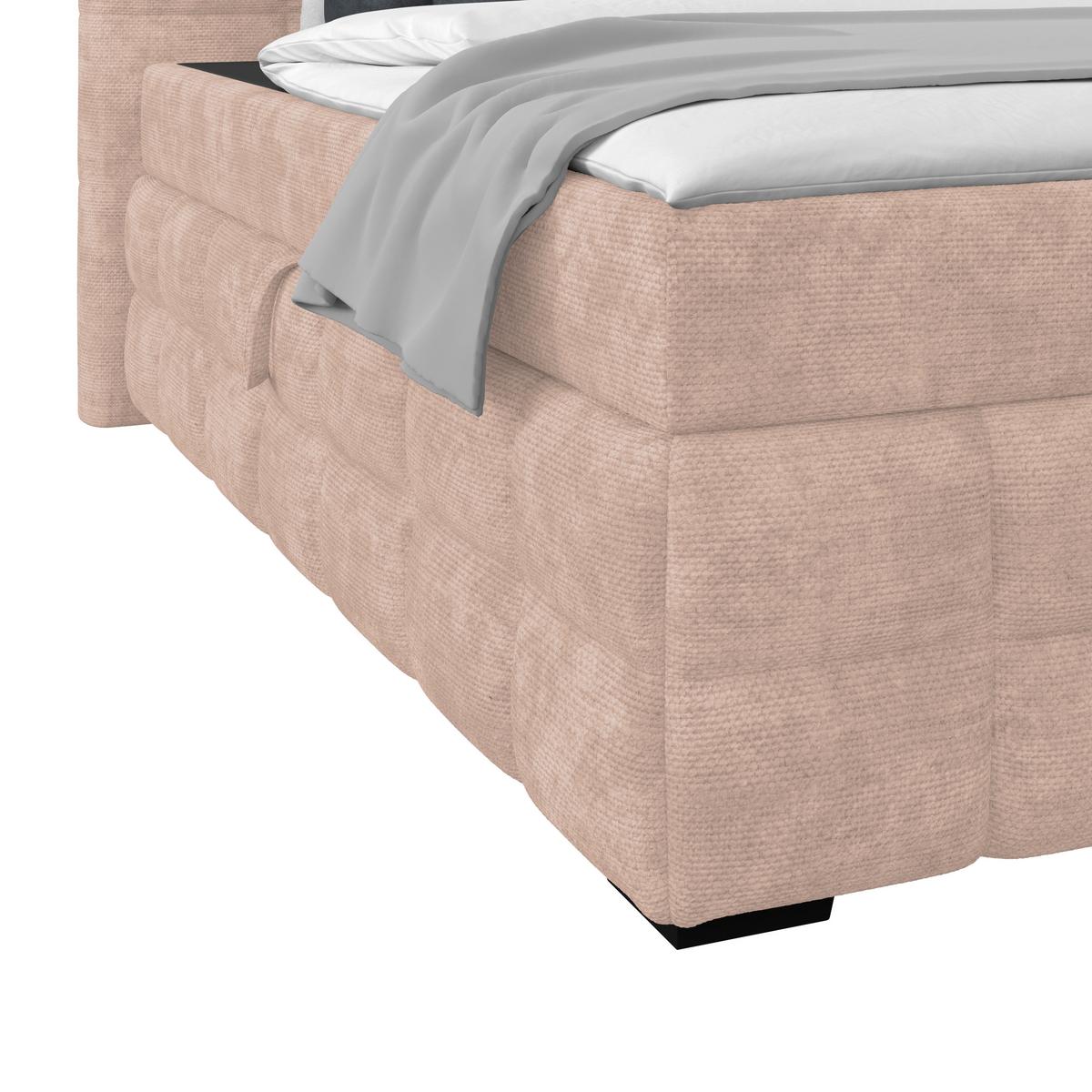 Čalouněná postel VEGA 180x200 cm, krémová - černá/béžová, Trend, dřevo/textil (180/200cm)