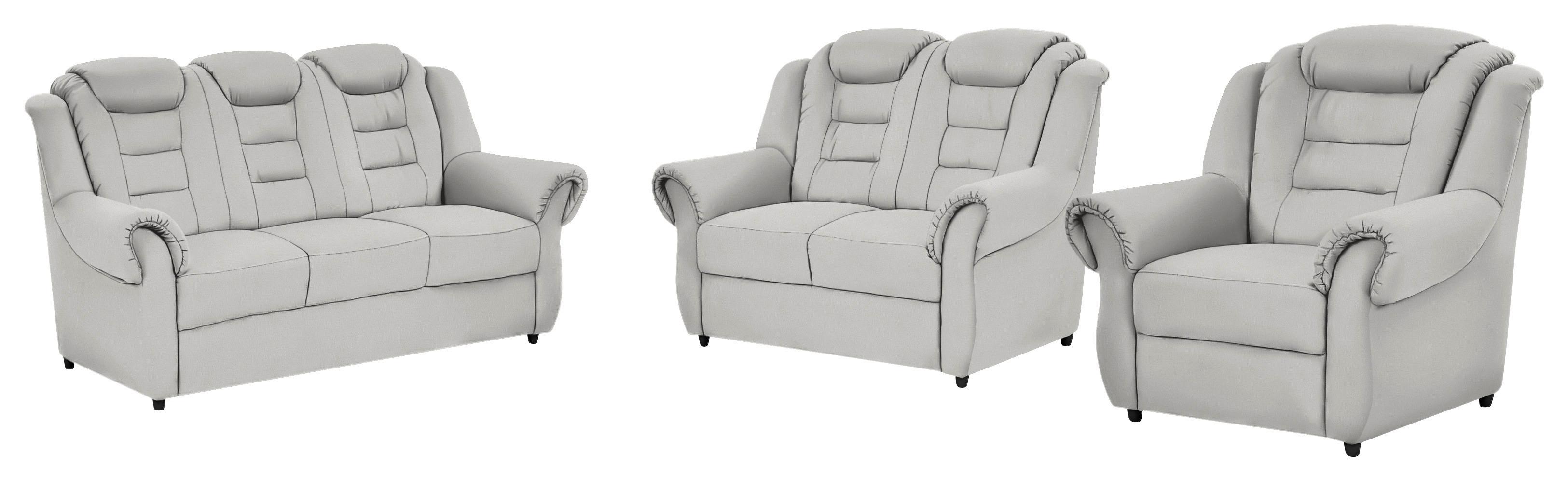 Sitzgarnitur Boston - Hellgrau/Schwarz, KONVENTIONELL, Textil - Livetastic