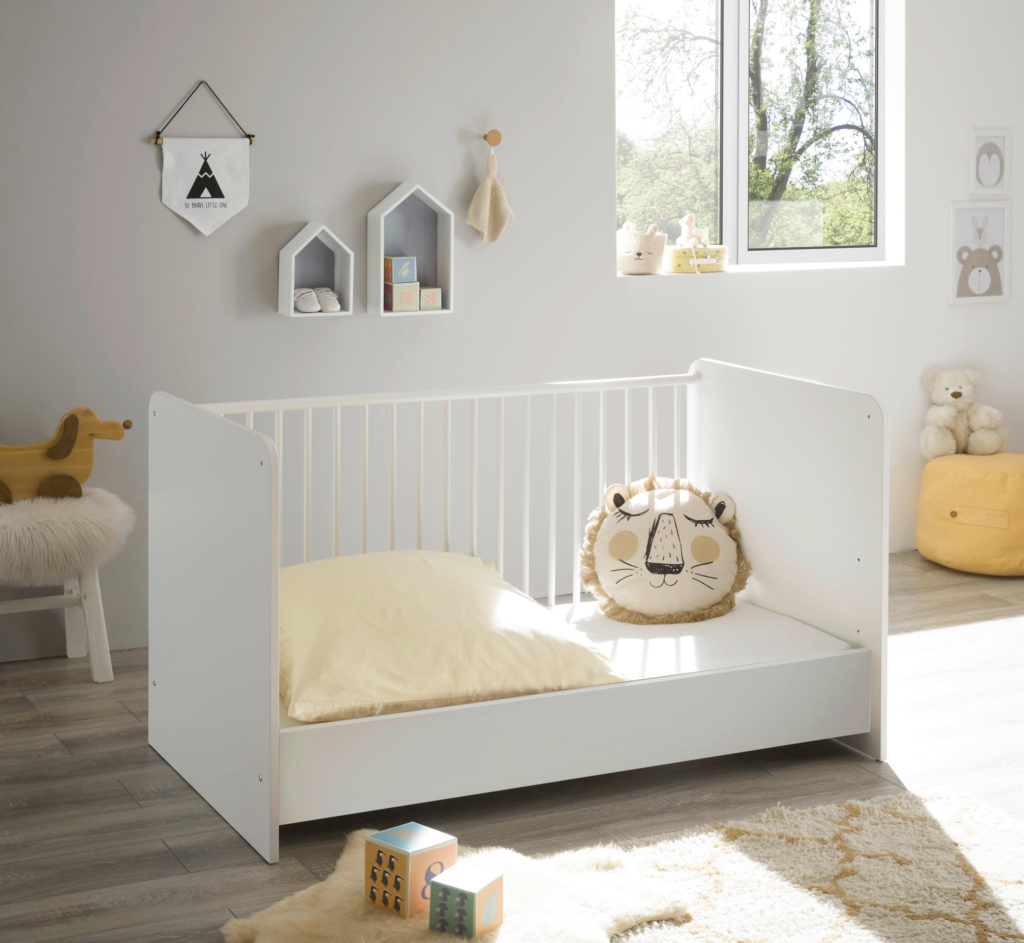 Rácsos Kiságy Alex - fehér, Konventionell, faalapú anyag/fa (82/81/144cm)