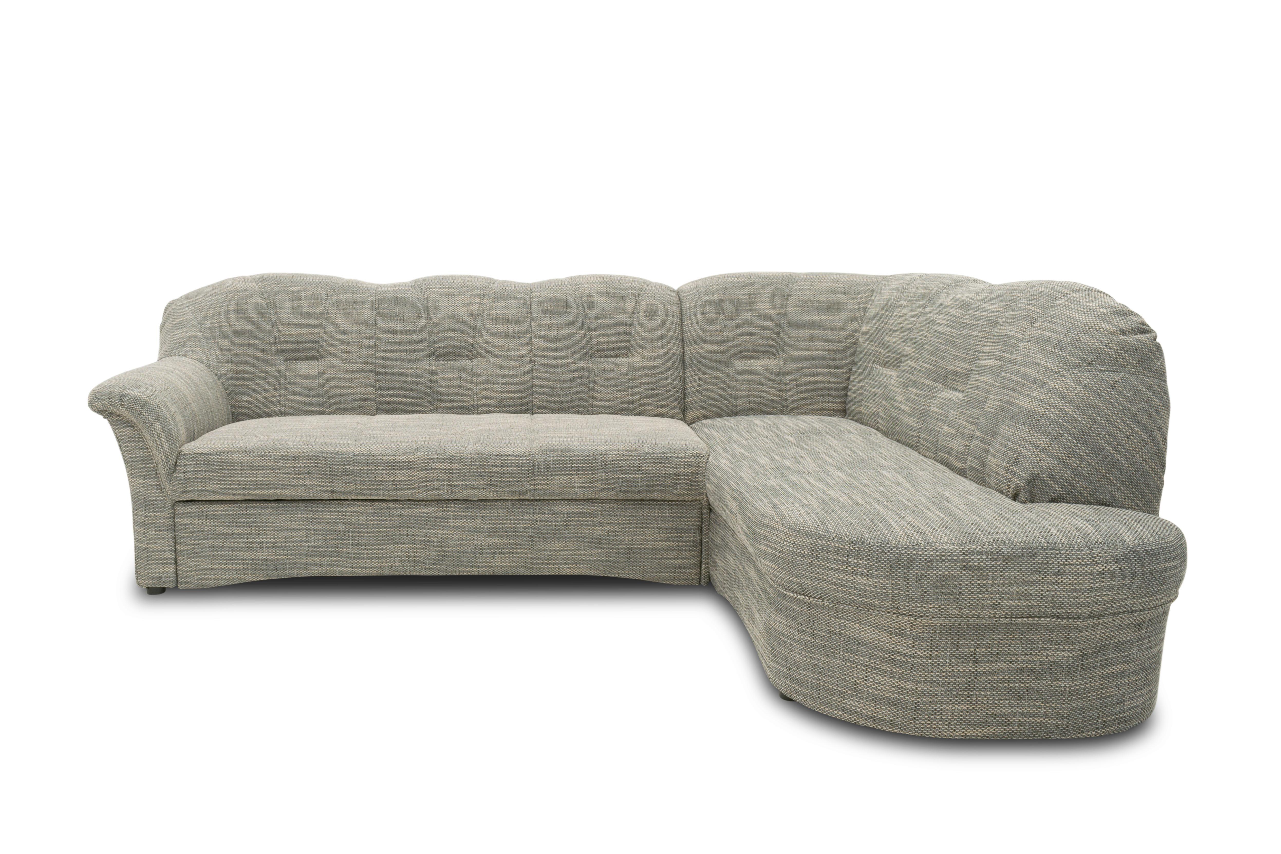 Ecksofa Papenburg Rücken echt Grau/Weiß - Schwarz/Weiß, KONVENTIONELL, Textil (243/180cm) - MID.YOU