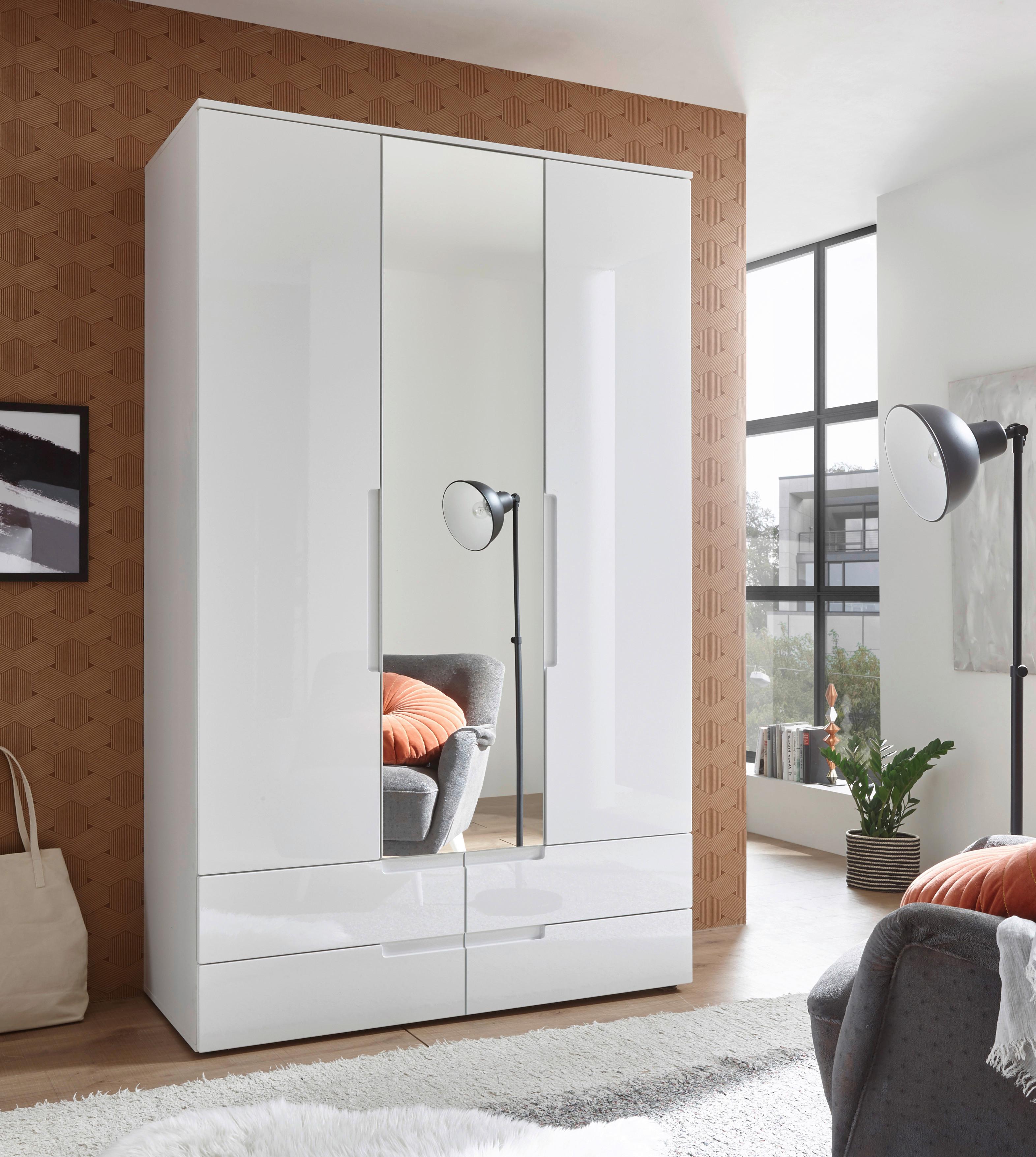 Drehtürenschrank Mit Spiegel B: 126,8cm Spice, Weiß - Weiß, MODERN, Glas/Holzwerkstoff (126,8/208/57cm) - MID.YOU