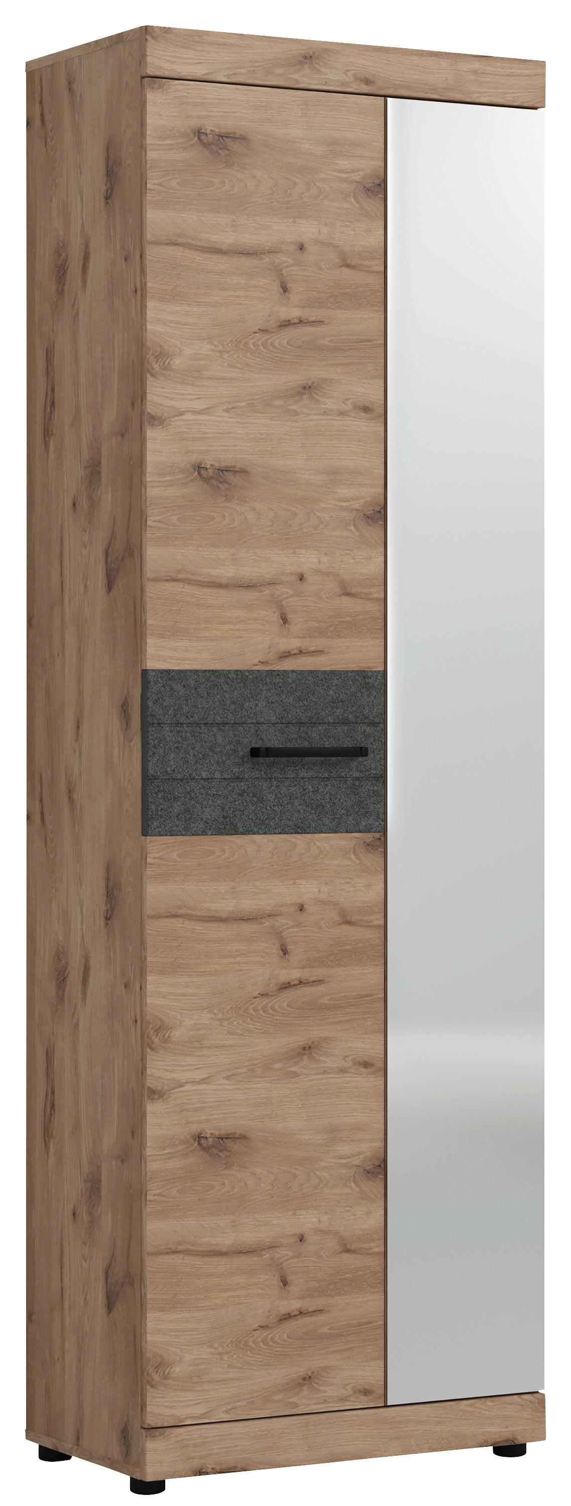 Garderobenschrank Roxy Eichefarben Dekor B: 65 cm - Eichefarben, Design, Glas/Holzwerkstoff (65/201,3/37,9cm)