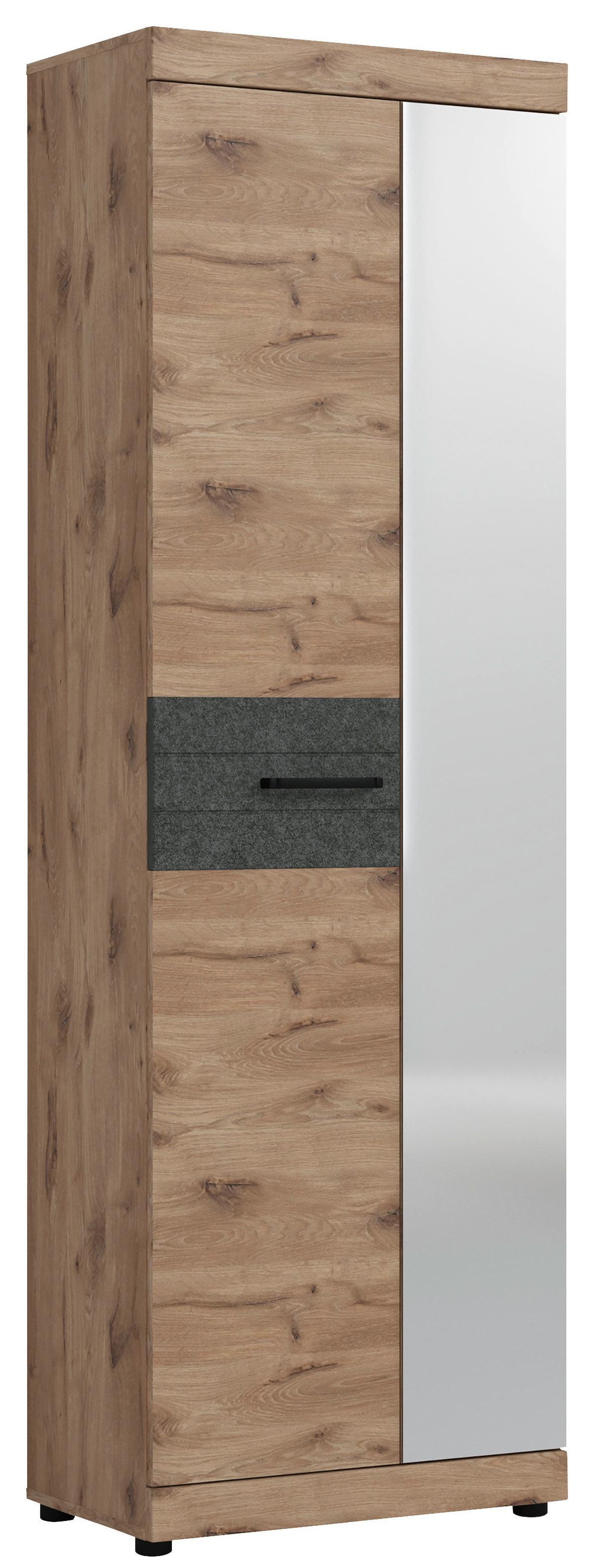 Garderobenschrank Roxy Eichefarben Dekor B: 65 cm - Eichefarben, Design, Glas/Holzwerkstoff (65/201,3/37,9cm)