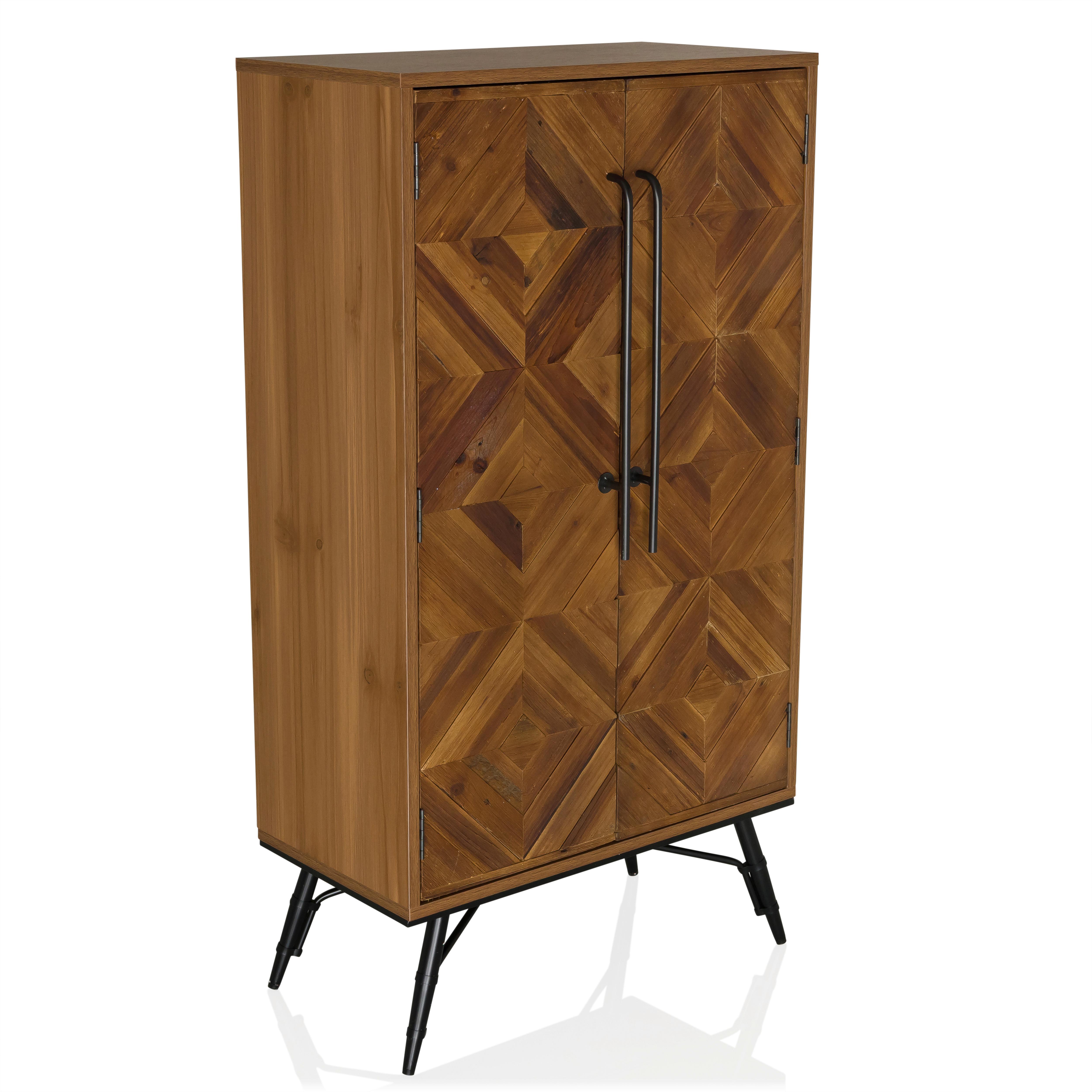 KOMODA SANTJAGO WOOD HIGH - čierna/tmavohnedá, Modern, kov/drevo (63/117/32cm) - MID.YOU