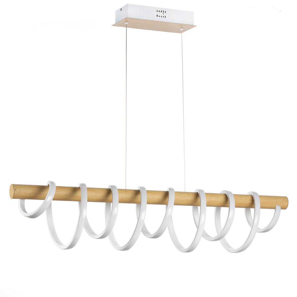 Led-hängeleuchte 5008/s - Weiß/Akaziefarben, Natur, Metall (112/22/130cm)