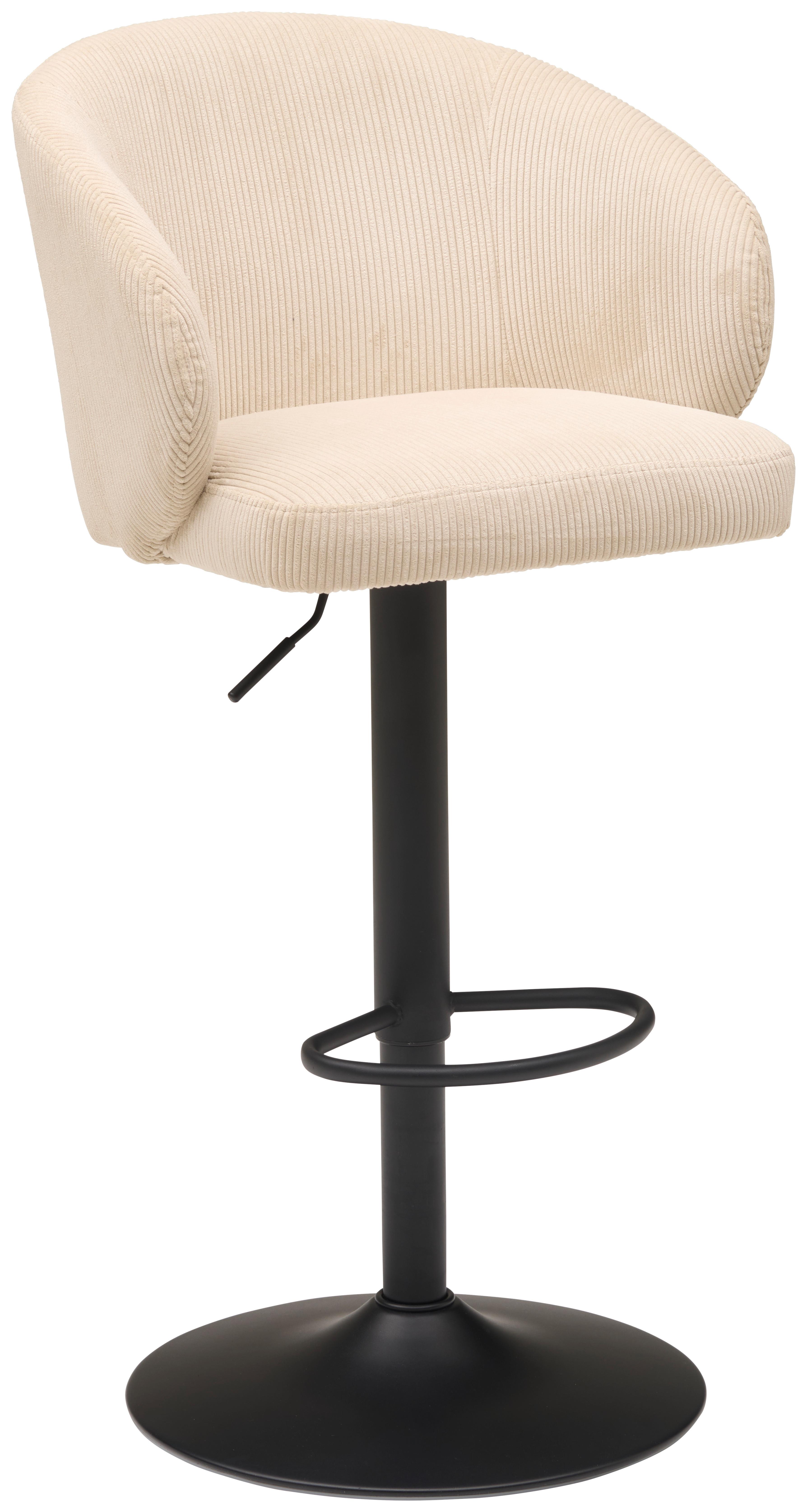 Barhocker Höhenverstellbar Mit Lehne Wisal Cord Beige - Beige/Schwarz, KONVENTIONELL, Textil/Metall (54/91-112/52cm) - MID.YOU