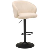 Barhocker höhenverstellbar mit Lehne Wisal Cord Beige - Beige/Schwarz, KONVENTIONELL, Textil/Metall (54/91-112/52cm) - MID.YOU