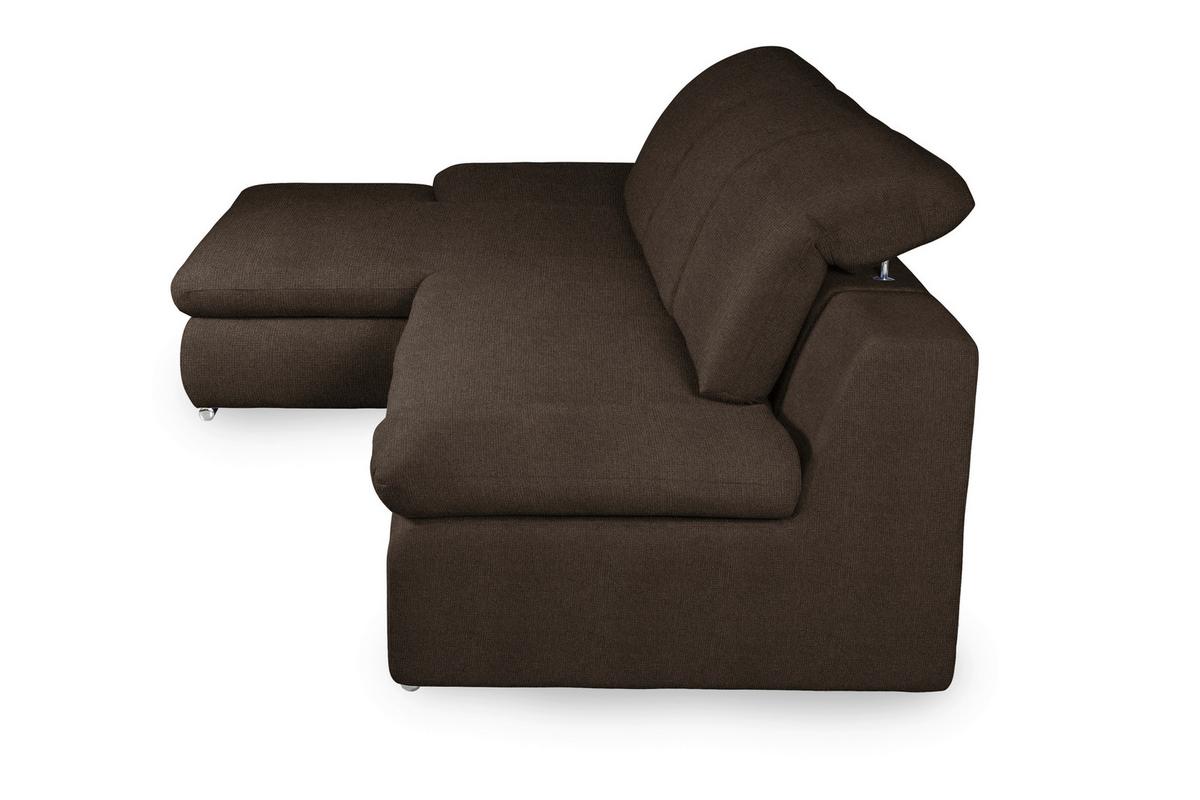 Ecksofa Isona Braun Chenille - Chromfarben/Braun, Design, Textil (165/286cm) - Livetastic
