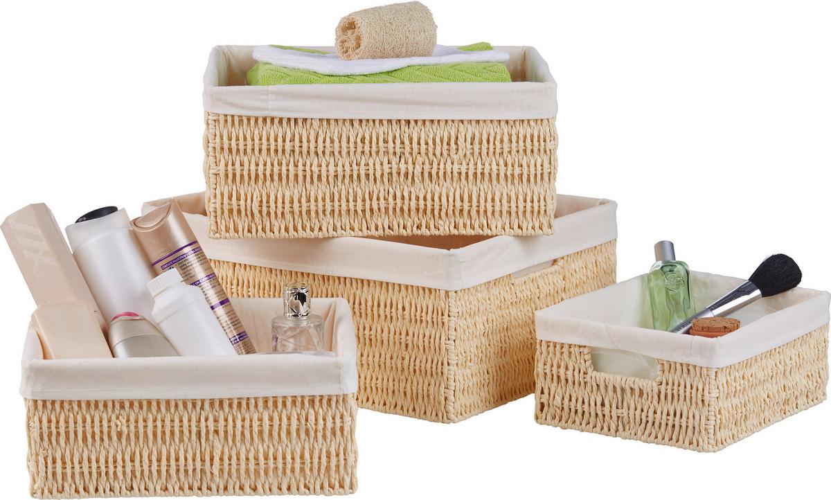 ÚLOŽNÝ KOŠÍK SALLY - S - biela/prírodná farba, textil/papier (24/20/10cm) - Mömax