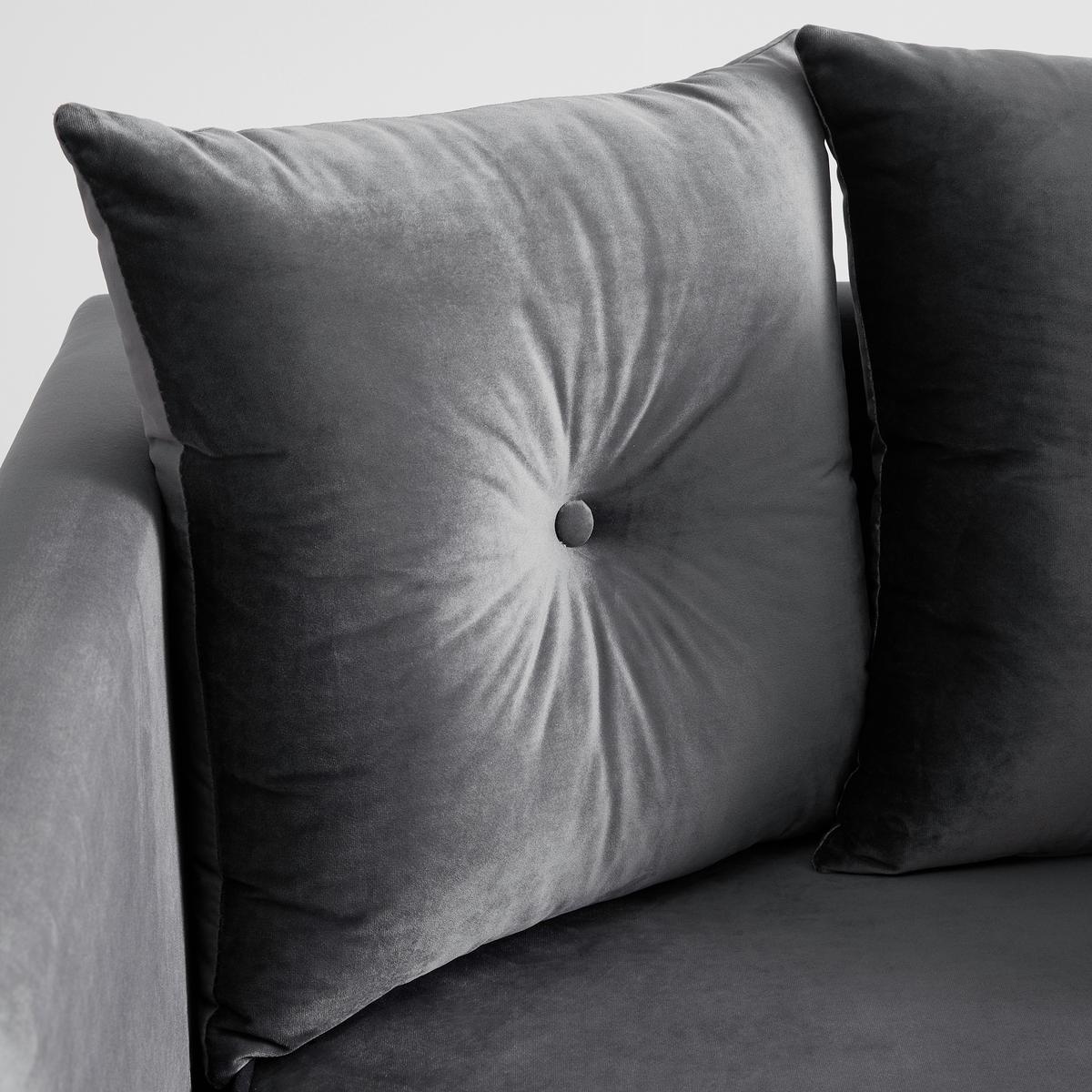 Veľká pohovka LUIS, sivý zamat - sivá/ružové zlato, Modern, kov/drevo (225/87/87cm) - Bessagi Home
