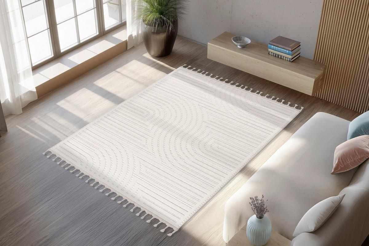 Flachwebteppich Elfenbein, Bxl: Ca. 160x230 Cm - Elfenbein, Basics, Textil (160/230cm) - Kayoom