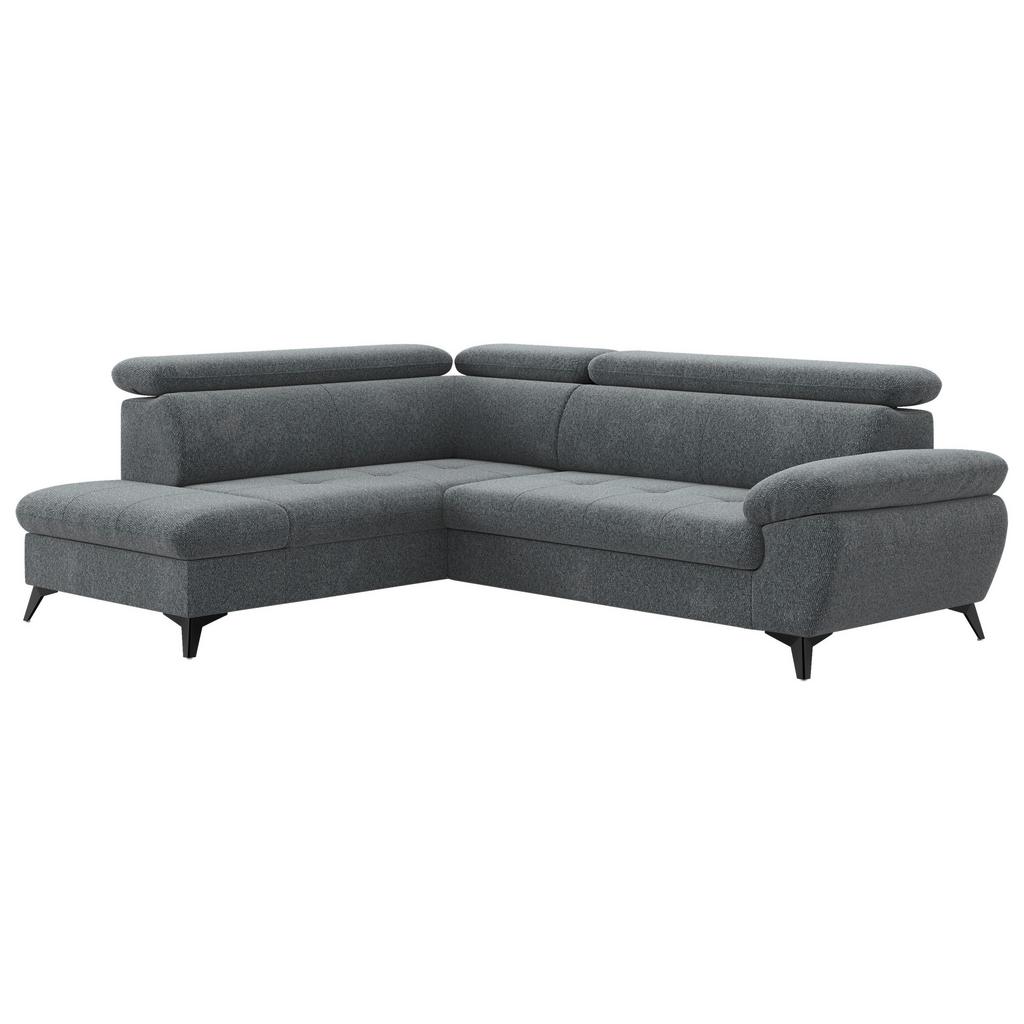 Ecksofa mit Bettfunktion Hudson, Chenille Dunkelgrau