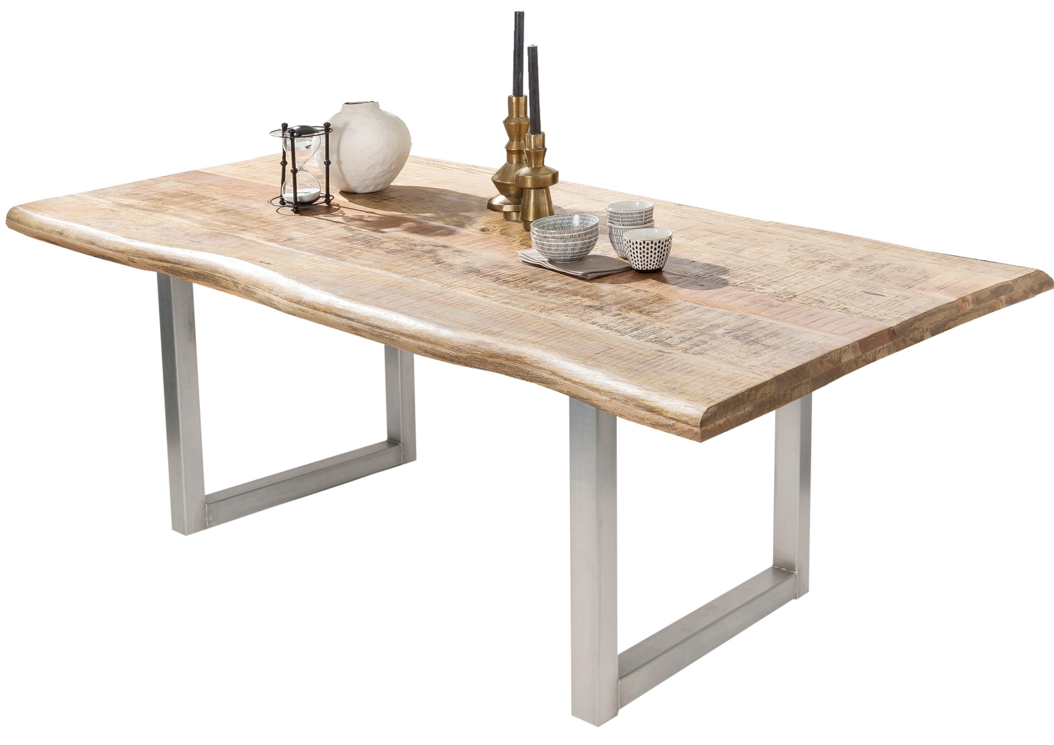 Esstisch Naturfarben /Silberfarben L: 220cm - Silberfarben/Naturfarben, MODERN, Holz/Metall (220/100/76cm) - MID.YOU