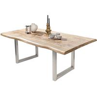 Esstisch Naturfarben /Silberfarben L: 200cm - Silberfarben/Naturfarben, MODERN, Holz/Metall (200/100/76cm) - MID.YOU