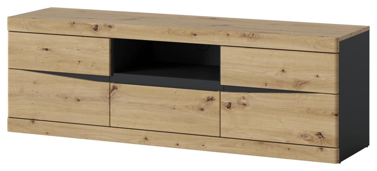 Stapelprogramm Turino Artisan/anthrazit B: 322 Cm - Eichefarben/Anthrazit, Trend, Glas/Holzwerkstoff (322/196,5/39,9cm)