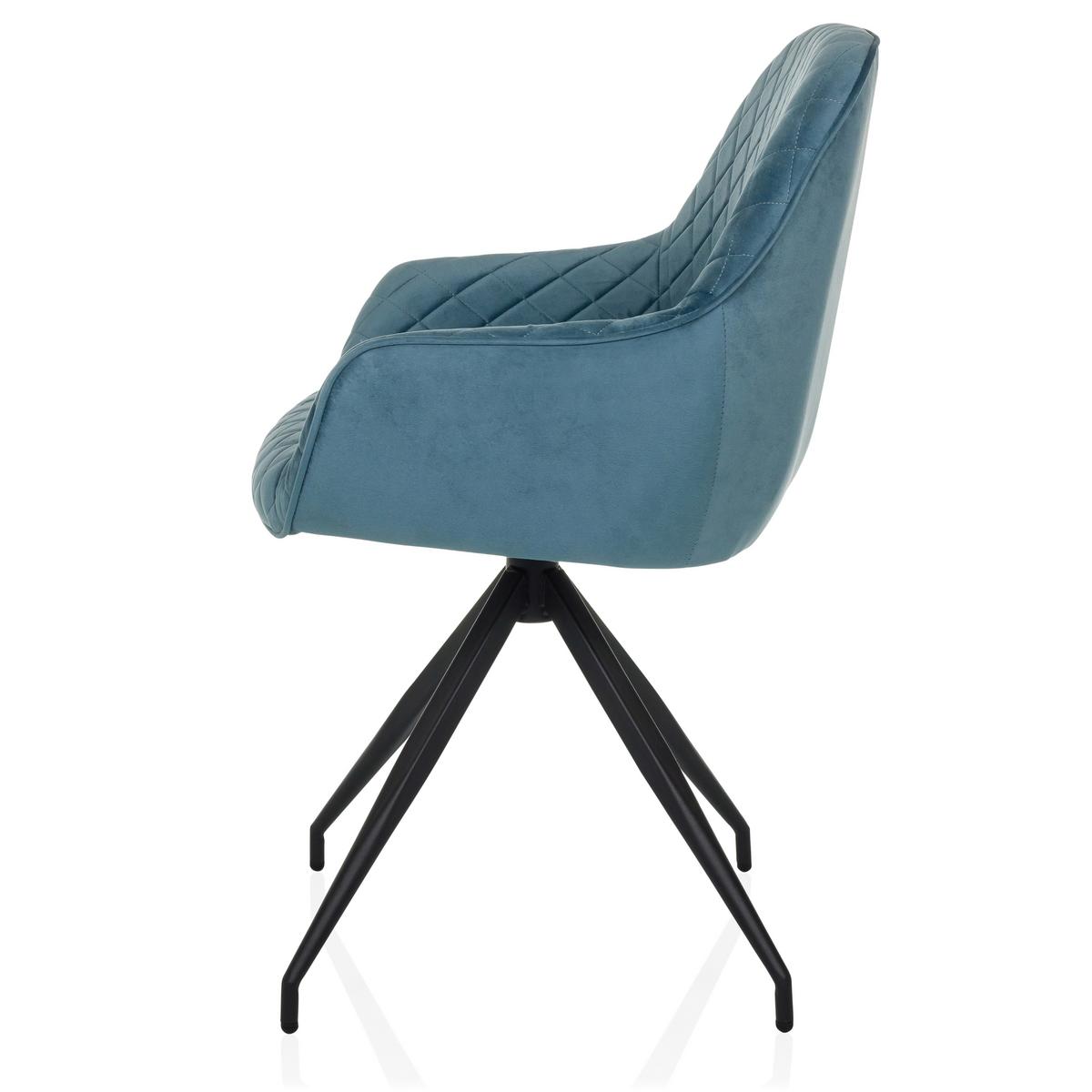 Armlehnstuhl Elverum Blaugrau B: 58 Cm - Blaugrau/Schwarz, MODERN, Textil/Metall (58/87/57cm) - MID.YOU