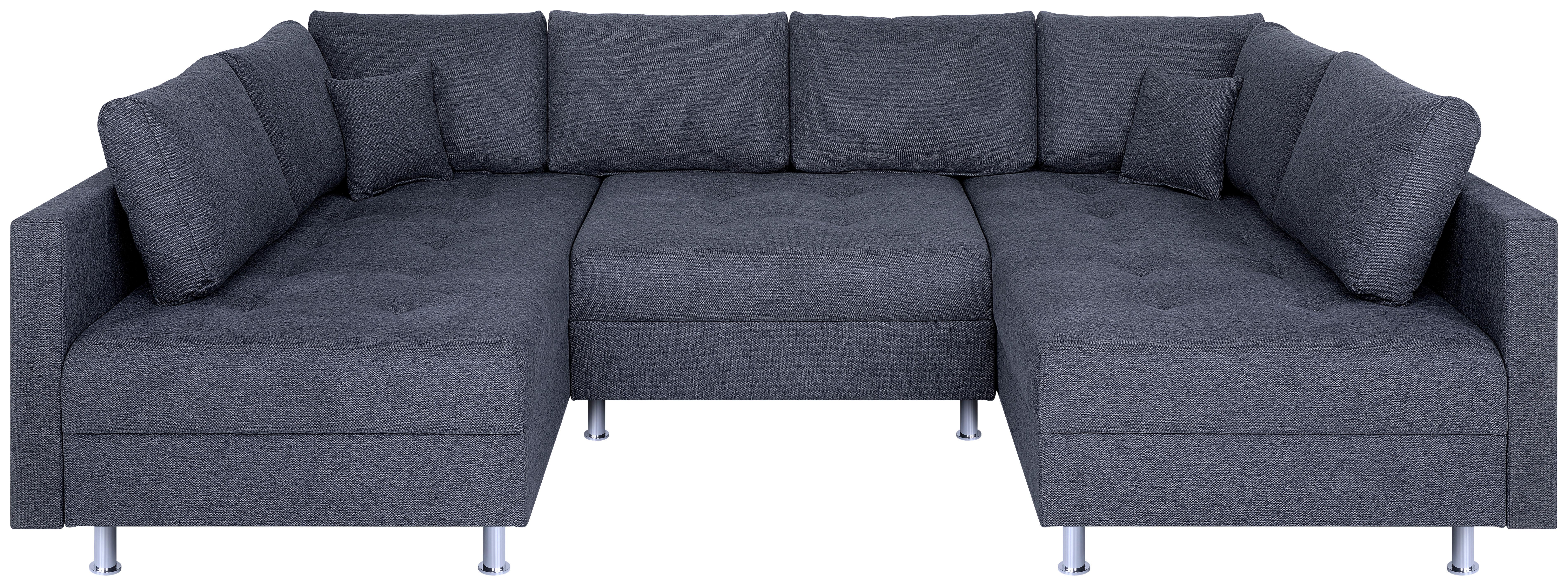 Sedací souprava SOFIA U, oboustranná, antracitová - černá/barvy chromu, Design, kompozitní dřevo/textil (192/308/192cm) - P & B