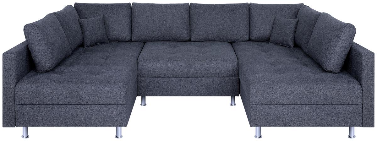 Wohnlandschaft Sofia Mit Schlaffunktion Anthrazit - Chromfarben/Anthrazit, Design, Holzwerkstoff/Textil (192/308/192cm) - P & B