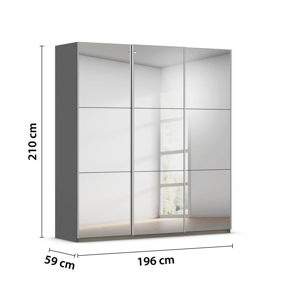 SCHWEBETÜRENSCHRANK Berny, Grau B: 196 cm - Grau, Trend, Holzwerkstoff (196/210/59cm) - Rauch Möbel