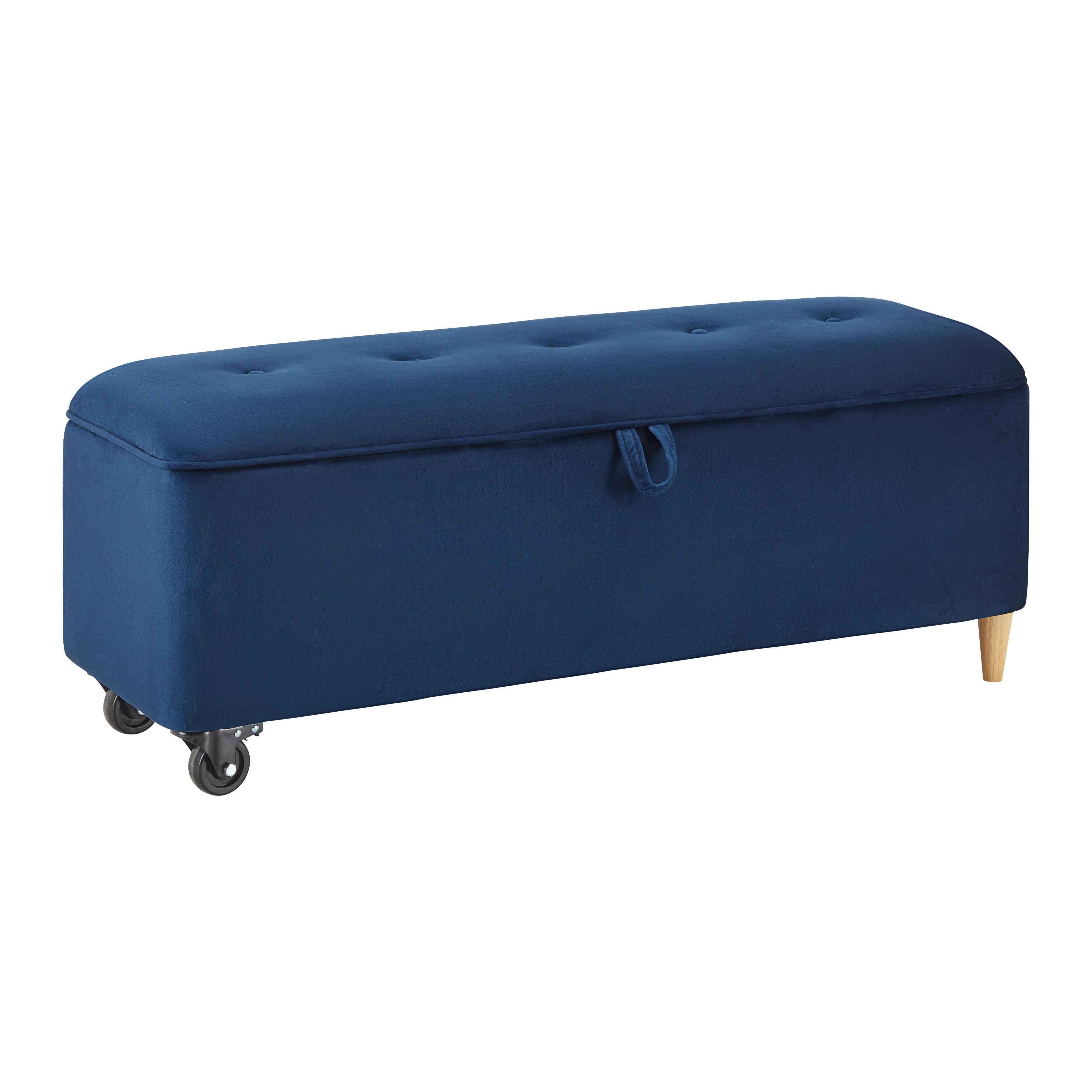 Lavica s úl.priestorom ELLA modrá - modrá/čierna, Modern, drevo/textil (124/48/43cm) - Bessagi Home