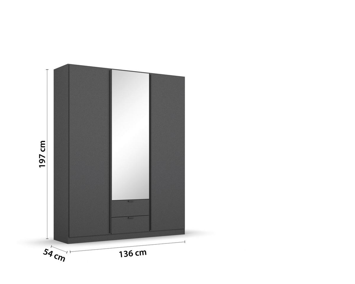 DREHTÜRENSCHRANK Style-Up Grau B: 136cm - Grau, MODERN, Holzwerkstoff (136/197/54cm) - Rauch Möbel