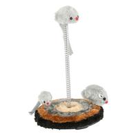Katzenspielset KATZEN-SPIELSET D14,5X26CM - Beige/Schwarz, LIFESTYLE, Holz/Textil (15,7/7.9/19,9cm)