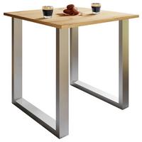 Esstisch Xona Silberfarben/honigeiche - Honigeiche/Silberfarben, Design, Holzwerkstoff/Metall (80/80/76cm) - MID.YOU