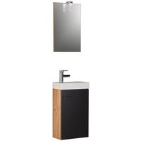 Gästebad 3-Tlg. inkl. LED Kim 40cm, Anthrazit - Eichefarben/Anthrazit, Basics, Holzwerkstoff (40/68/22cm) - MID.YOU