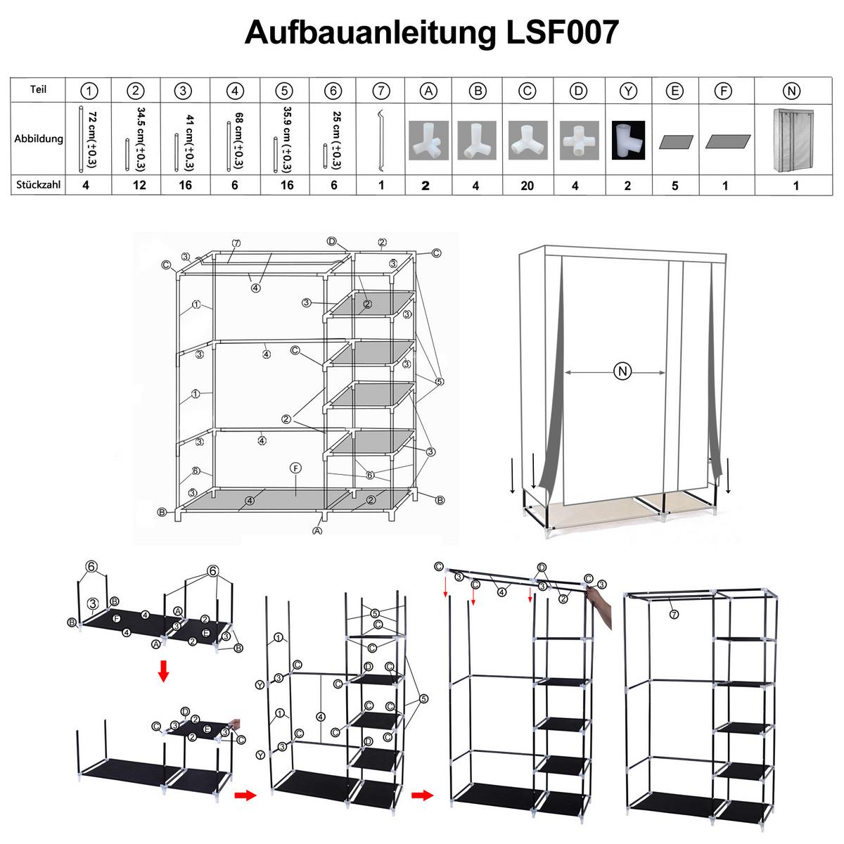 Stoffschrank Grau B: 110 Cm - Eschefarben/Grau, Basics, Kunststoff/Textil (110/175/45cm)