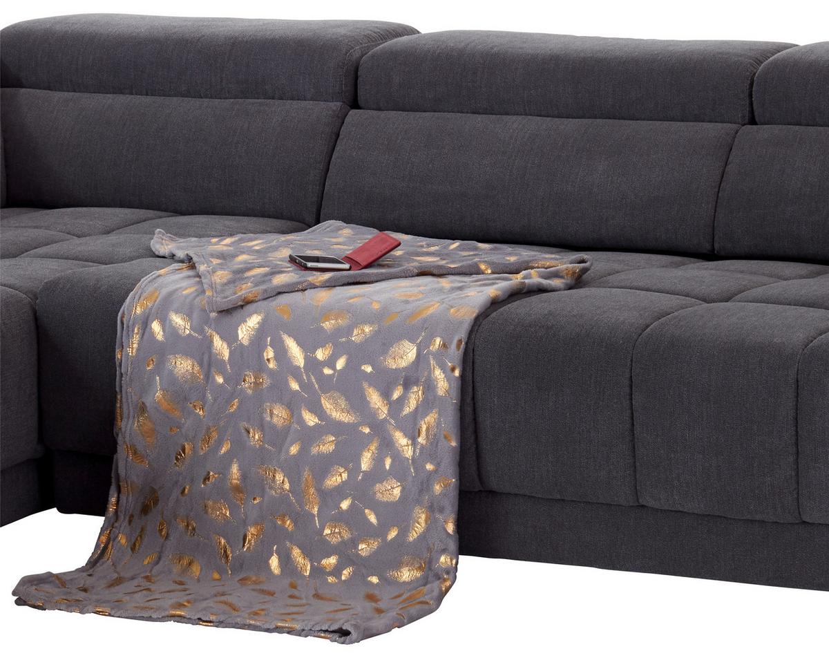 Ecksofa mit Relaxfunktion Hogan La, Webstoff - Silberfarben/Grau, MODERN, Holz/Textil (212/299cm) - Livetastic
