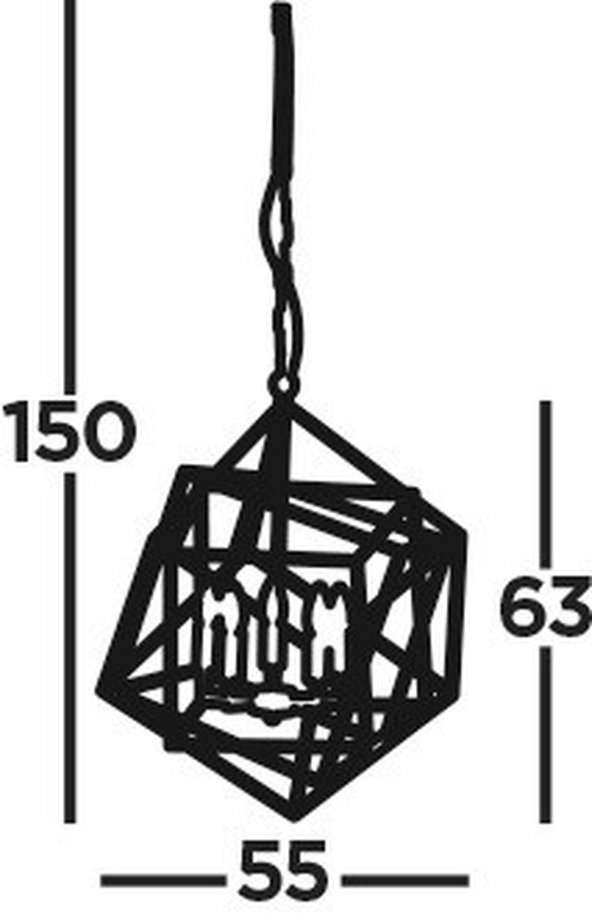 Hängeleuchte Cube H: 150 cm 5-Flammig, höhenverstellbar - Chromfarben, Design, Metall (55/150cm)
