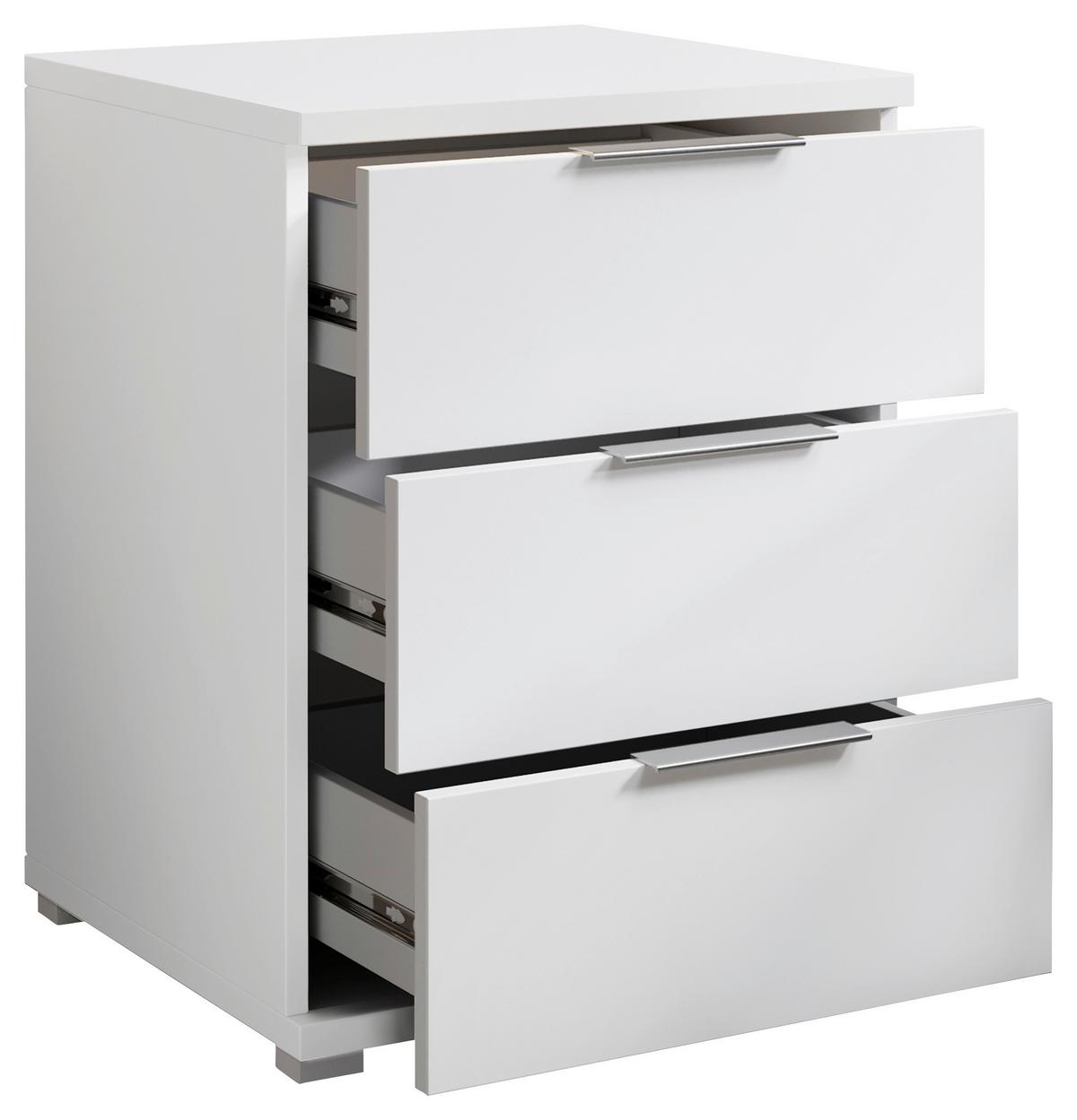 Nachtkästchen Smilla 3l W - Alufarben/Weiß, KONVENTIONELL, Holzwerkstoff (46/61/42cm)