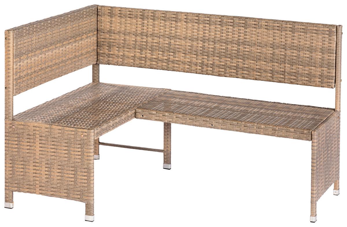 Gartenbank Kunststoff 2-Sitzer Eckbank - Naturfarben/Cappuccino, KONVENTIONELL, Kunststoff/Textil (100/148cm) - Gardenson