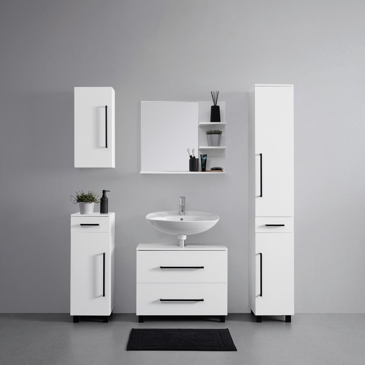 Spodná skrinka MARIANNE biela - čierna/biela, Modern, kov/kompozitné drevo (30/84/35cm) - Bessagi Home