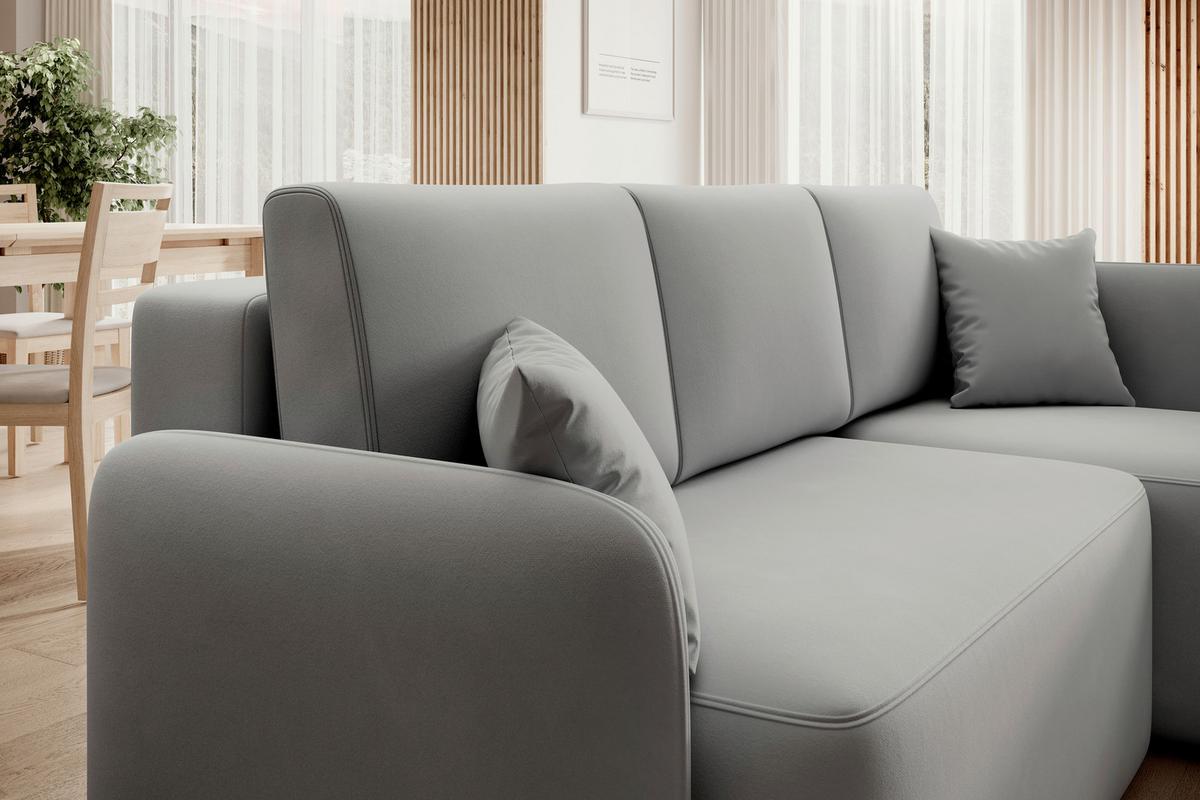 Ecksofa Hadson Hellgrau S: 206x150 cm - Hellgrau/Schwarz, Design, Textil (206cm) - MID.YOU