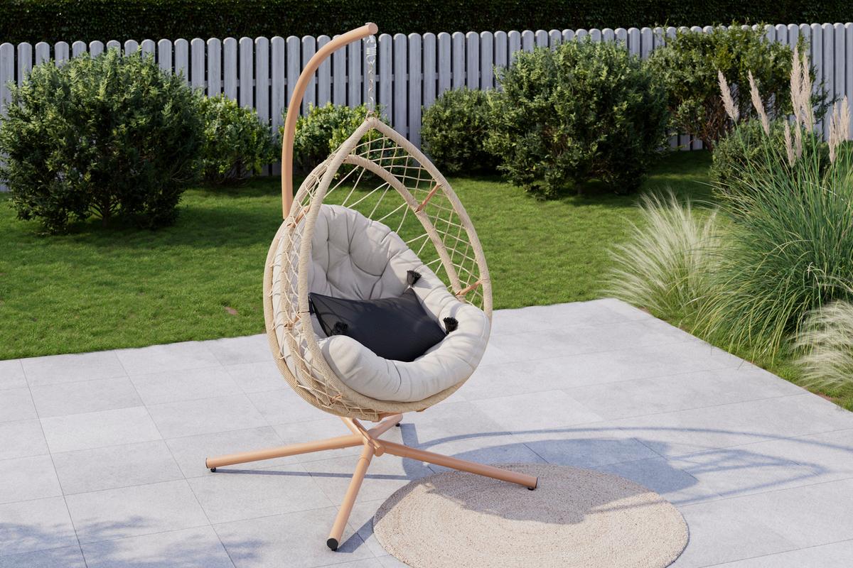 ZÁVĚSNÉ KŘESLO LIME - světle žlutá/béžová, Moderní, kov/textil (99/191/120cm) - Mömax